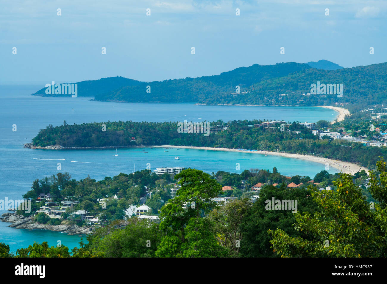 Belle plage de high view point. Les plages de Karon et Kata, Phuket, Thaïlande. Banque D'Images