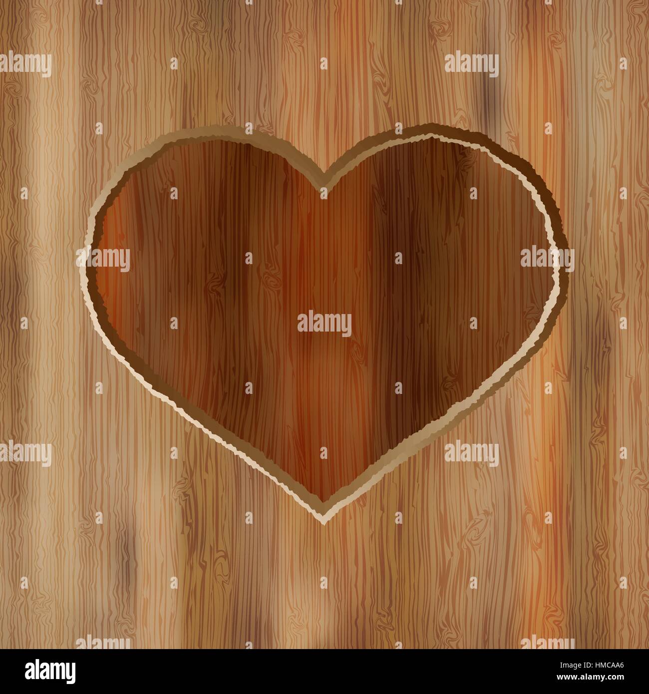 Grunge coeur gravé dans la planche de bois.  + fichier vectoriel EPS8 Illustration de Vecteur