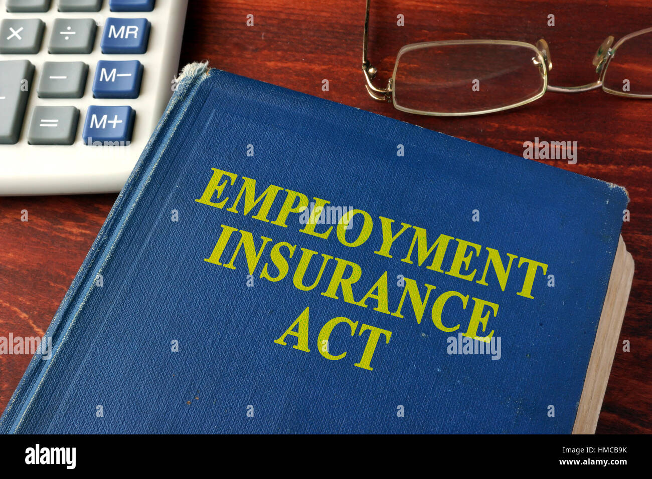 Livre avec le titre de la Loi sur l'assurance-emploi. Banque D'Images