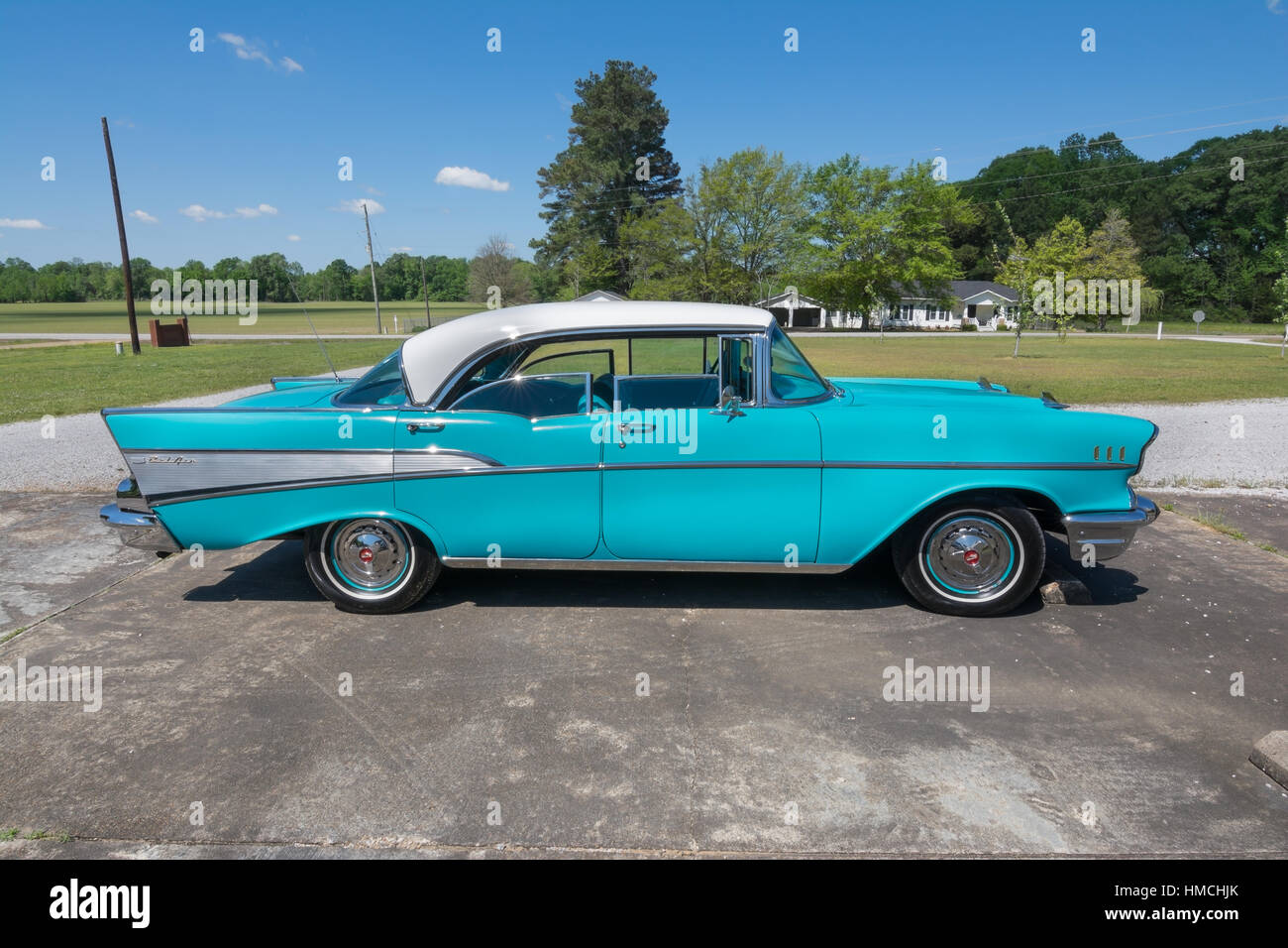 Un millésime 1957 Chevrolet Bel Air. A été entièrement restauré. Banque D'Images