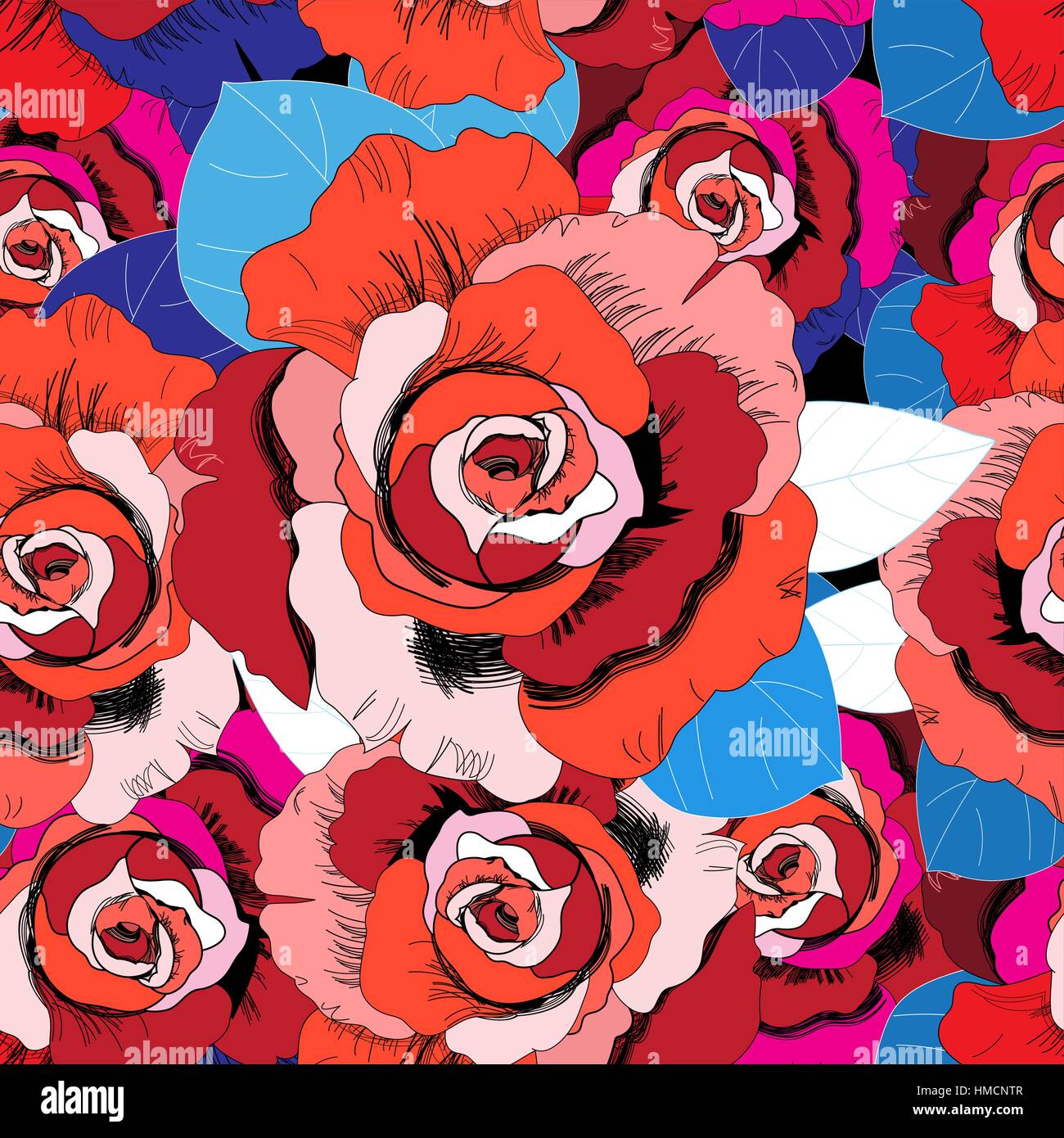 Profil de lumineux homogène de belles roses rouges Illustration de Vecteur