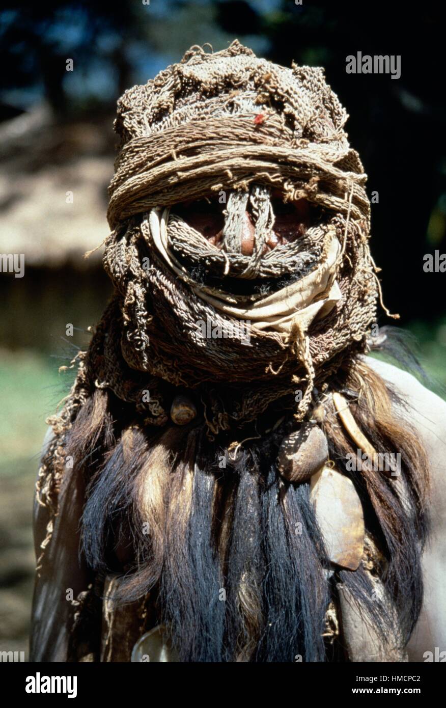 Sorcier de la tribu de Chimbu, Highlands, la Papouasie-Nouvelle-Guinée. Banque D'Images