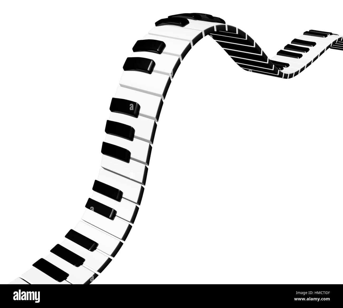 Uma imagem ilustrativa de teclas de piano onduladas Banque D'Images