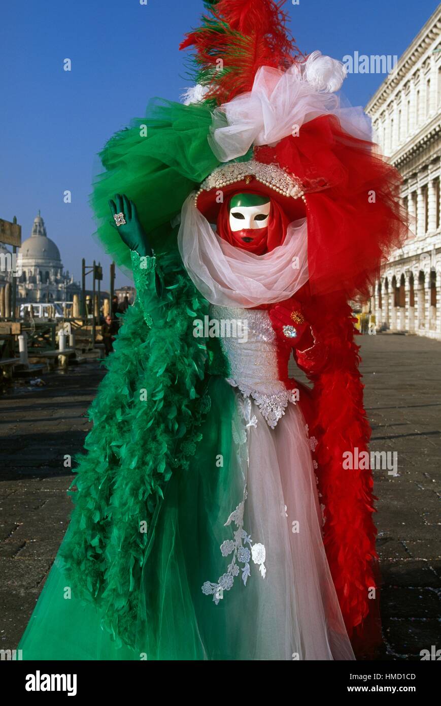 Costume représentant le drapeau italien, Carnaval de Venise, Vénétie, Italie  Photo Stock - Alamy