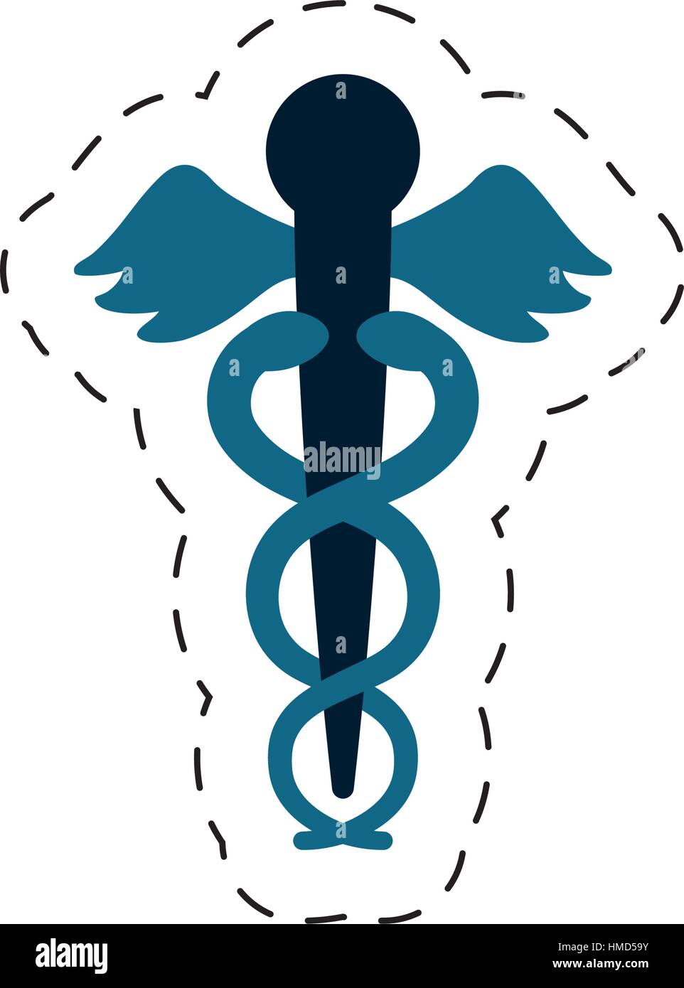 Icône Symbole médecine caducée ligne de coupe Image Vectorielle Stock ...