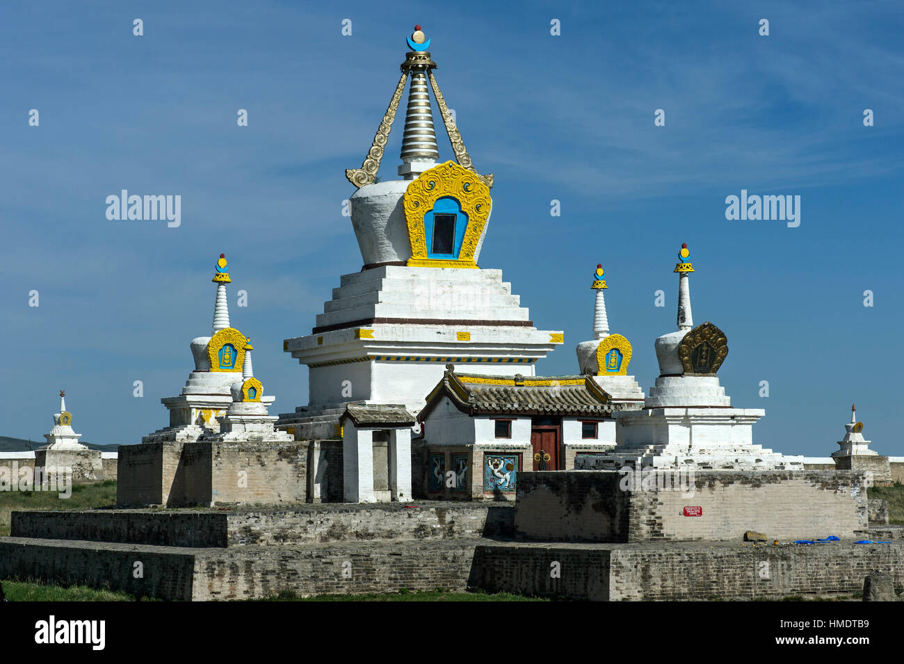 Stupa et temple, monastère de Erdene Zuu Khiid, Karakorum, Kharkhorin, Övörkhangai Aimak, Mongolie Banque D'Images