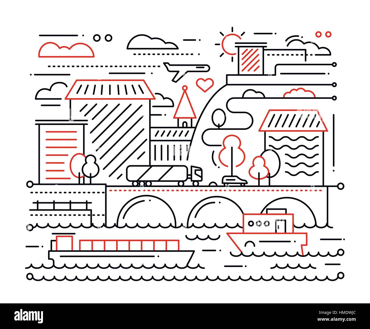City Life - composition de conception en ligne Illustration de Vecteur