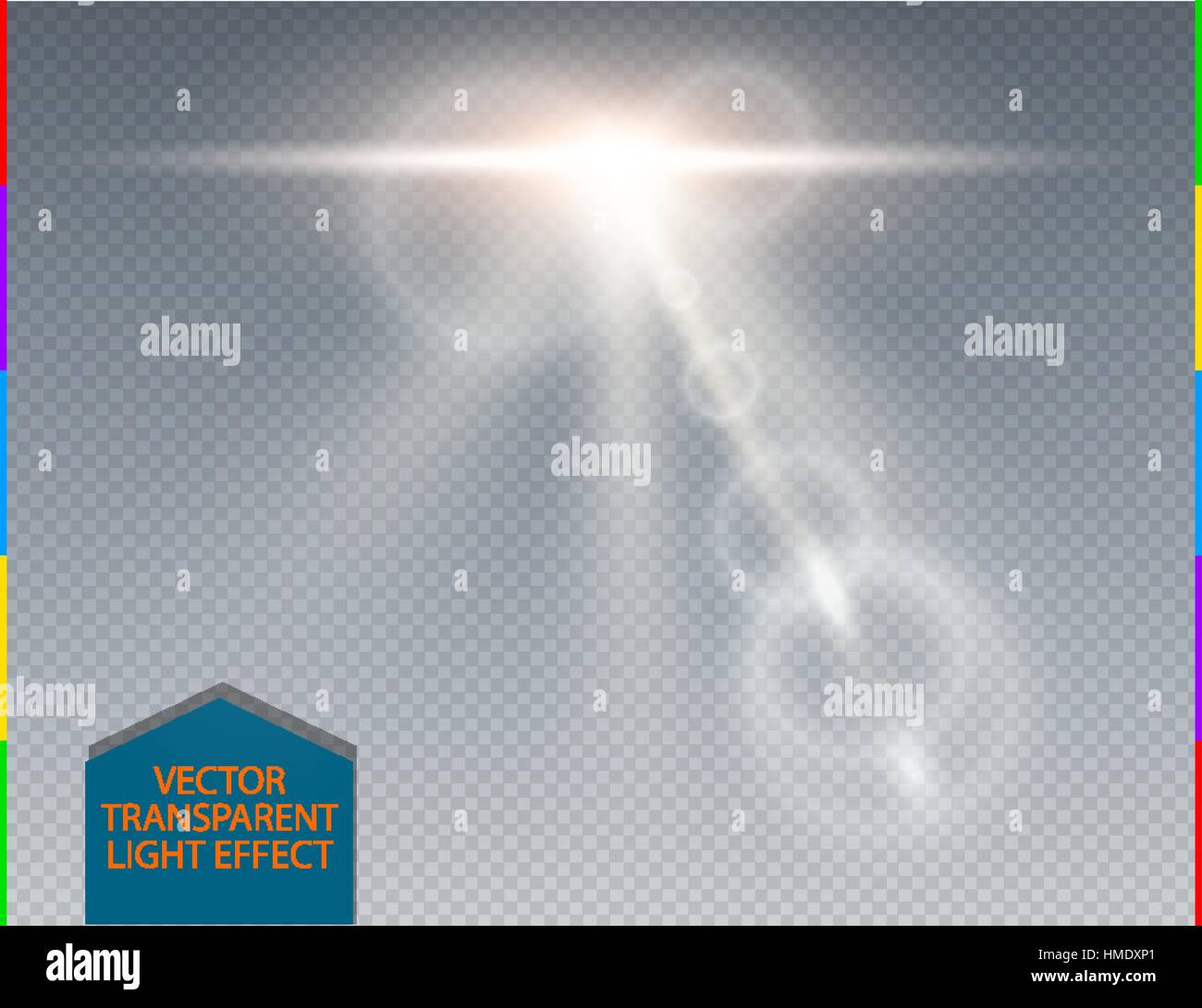 Vector lens flare skyline blanc spécial transparent effet de lumière. Flou abstrait Sun Ray avec Spotlight. Fond transparent isolé Illustration de Vecteur
