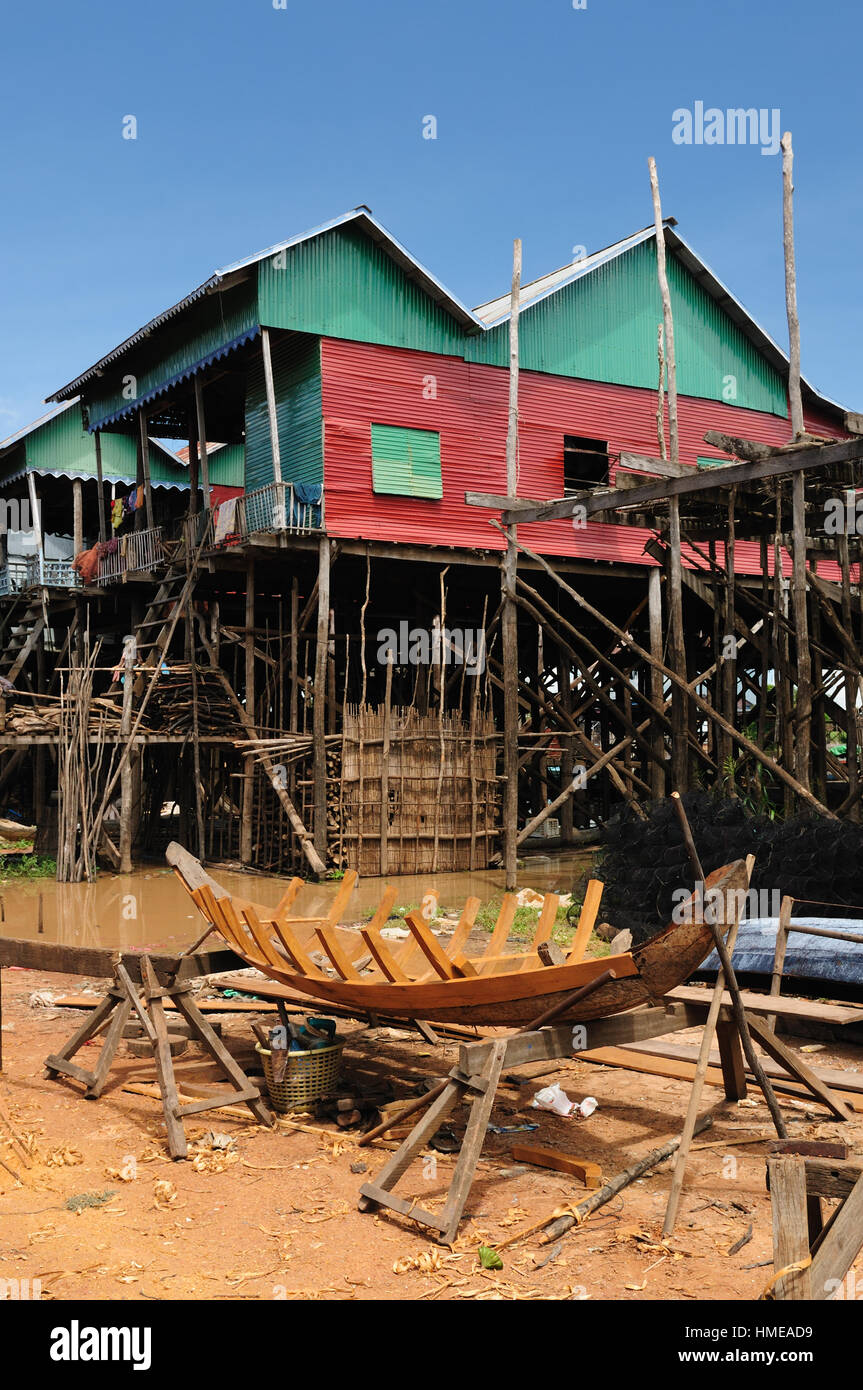 Cambodge - Kompong Khleang village de pêcheurs sur le lac Tonlé Sap. L'une des plus grandes communautés européennes sur le lac Tonlé Sap. Kompong Khleang dans les la plupart de Banque D'Images