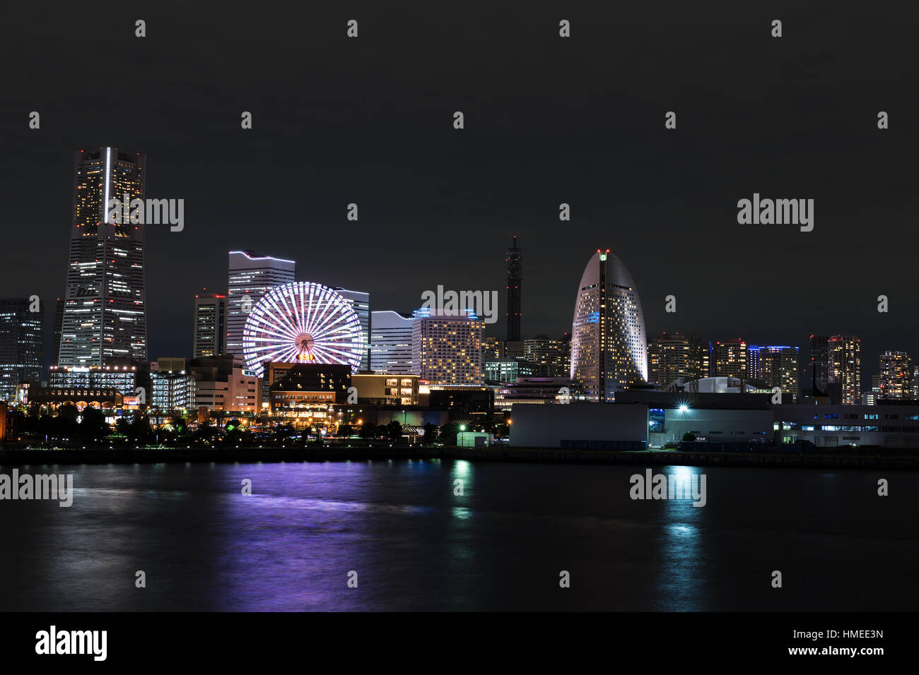 Nightview de Yokohama de Osanbashi Yokohama International Terminal Passagers. Banque D'Images