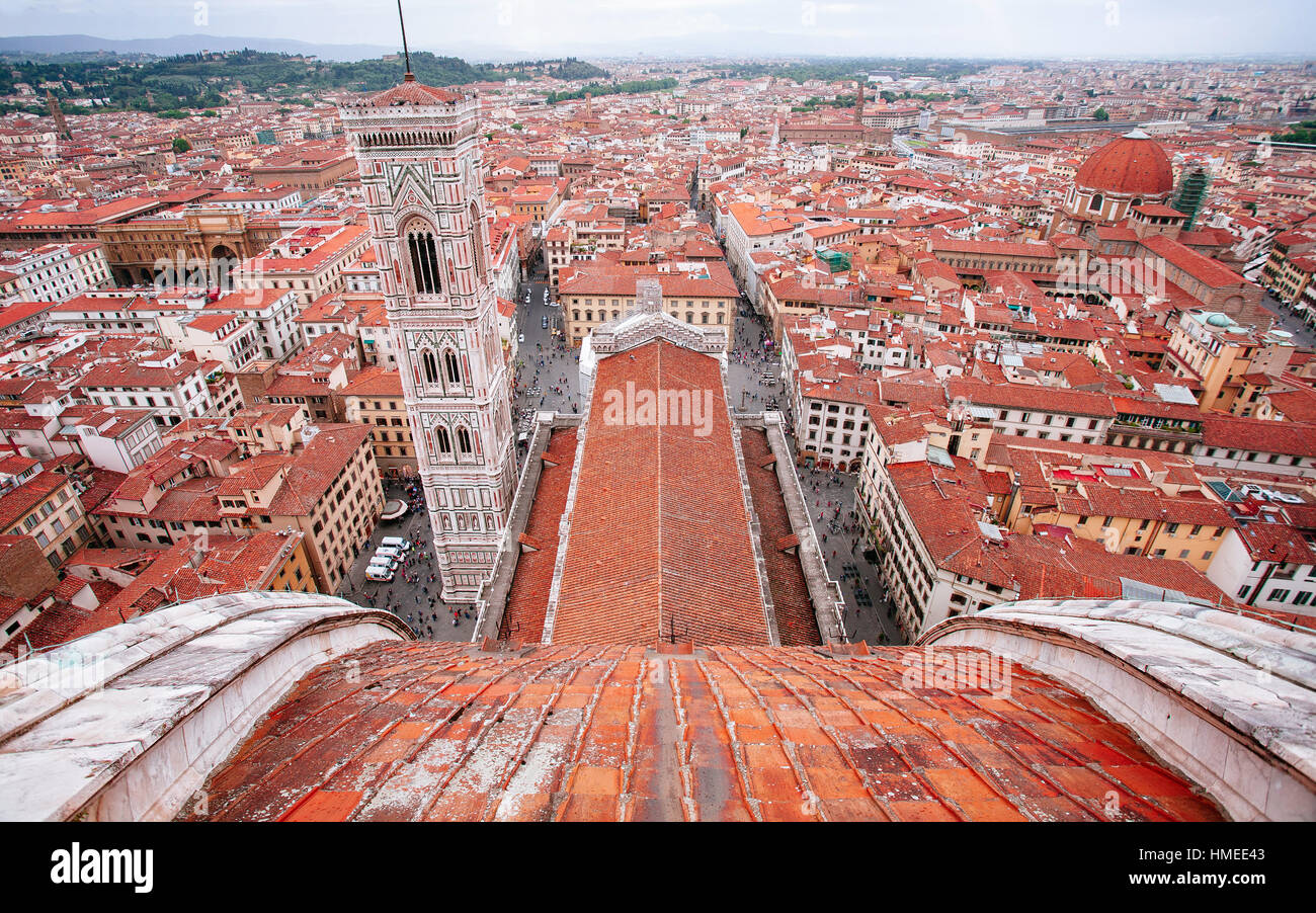 Le Campanile de Giotto à partir du haut du Duomo Florence Banque D'Images