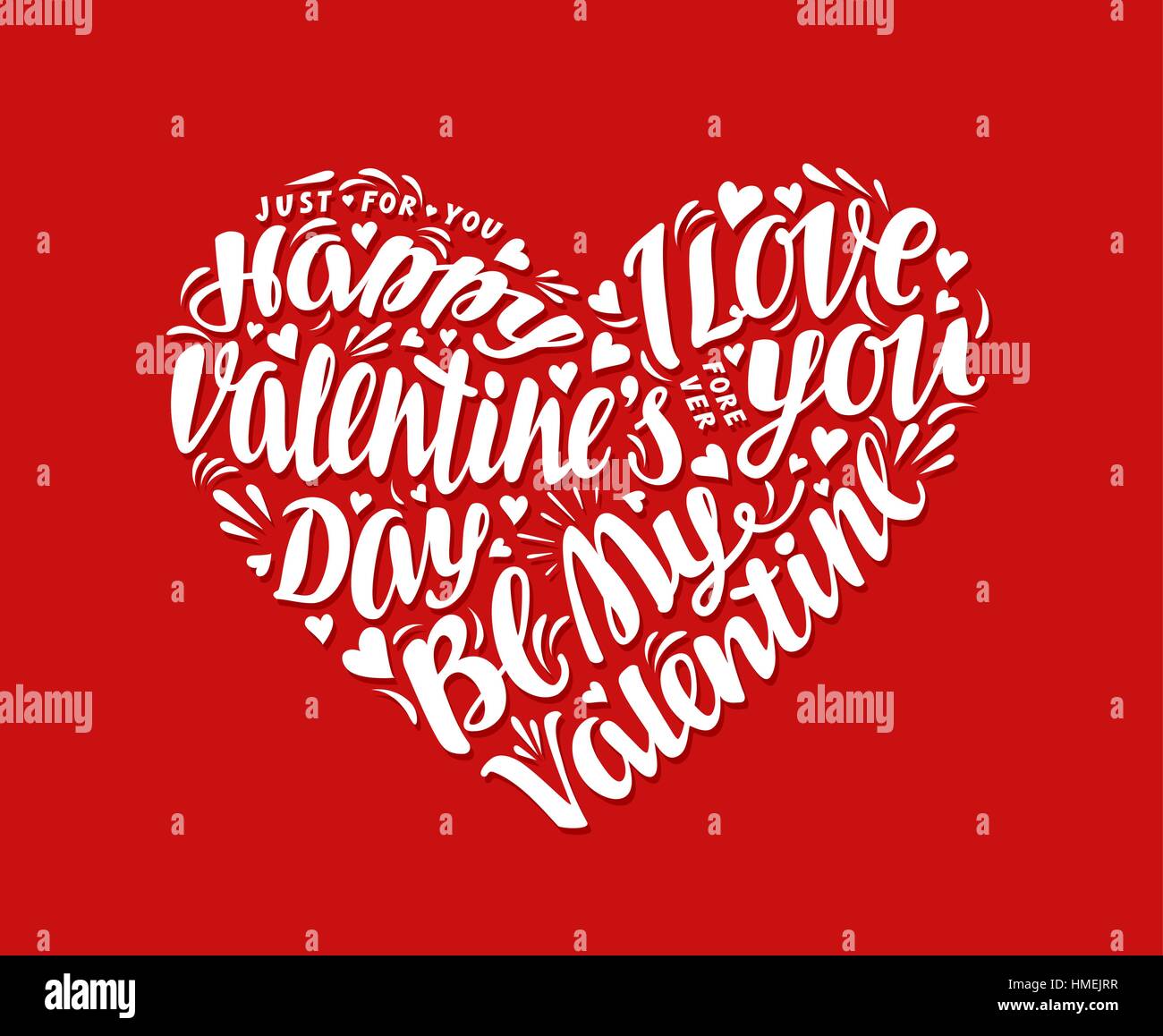 Happy Valentines Day. Carte de vœux lettrage sur fond rouge. Vector illustration Illustration de Vecteur