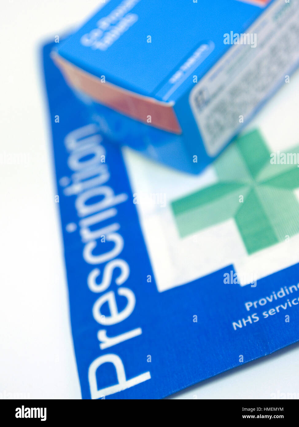 Prescription NHS avec paquet comprimé paracétamol prescrit fort Banque D'Images