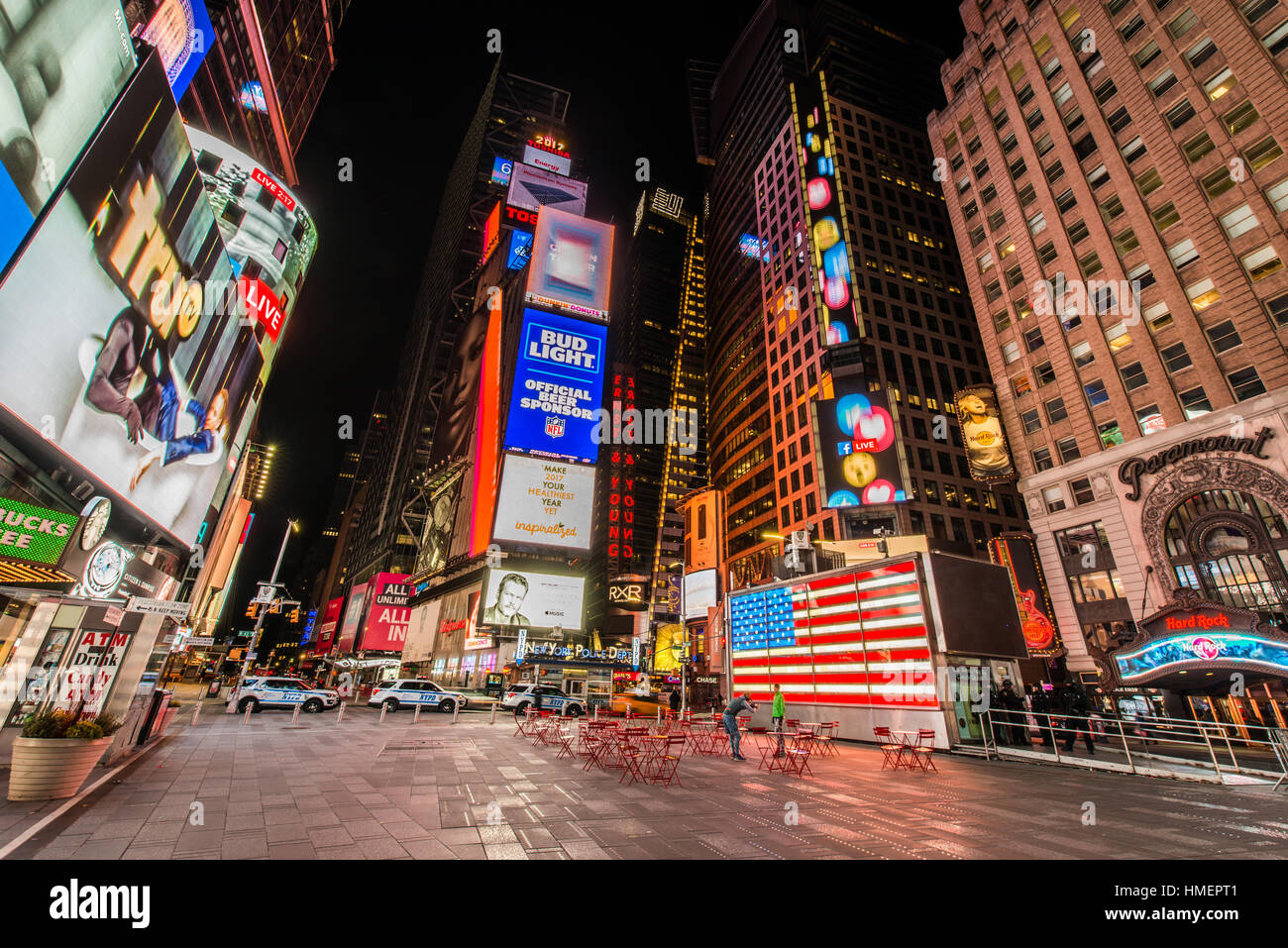 Des prises de nuit de Times Square Manhattan Banque D'Images