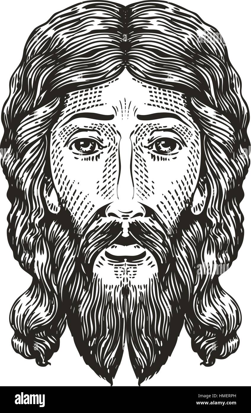 Croquis de Dieu. Jésus Christ tirées dans leur gravure. Vintage vector illustration Illustration de Vecteur