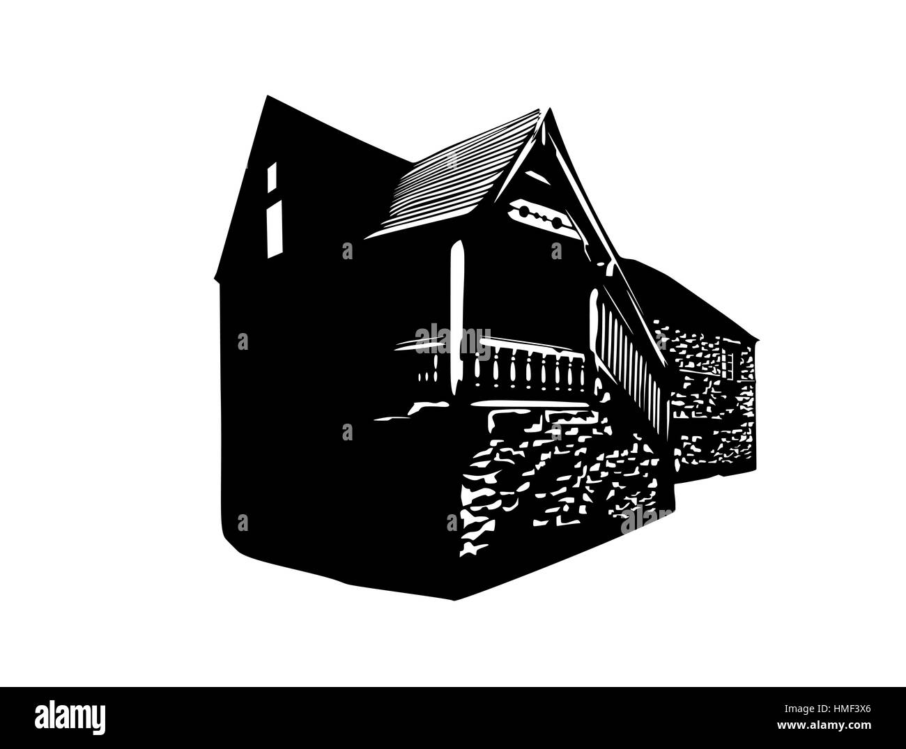 Silhouette vecteur d'une ancienne maison rurale anglaise Illustration de Vecteur