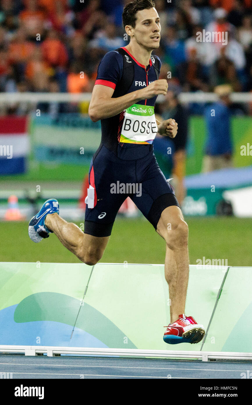 Rio de Janeiro, Brésil. 13 août 2016. L'athlétisme, Pierre-Ambroise Bosse (FRA) en compétition dans l'épreuve du 800 m lors de la demi-finale des Jeux Olympiques d'été 2016 Ga Banque D'Images