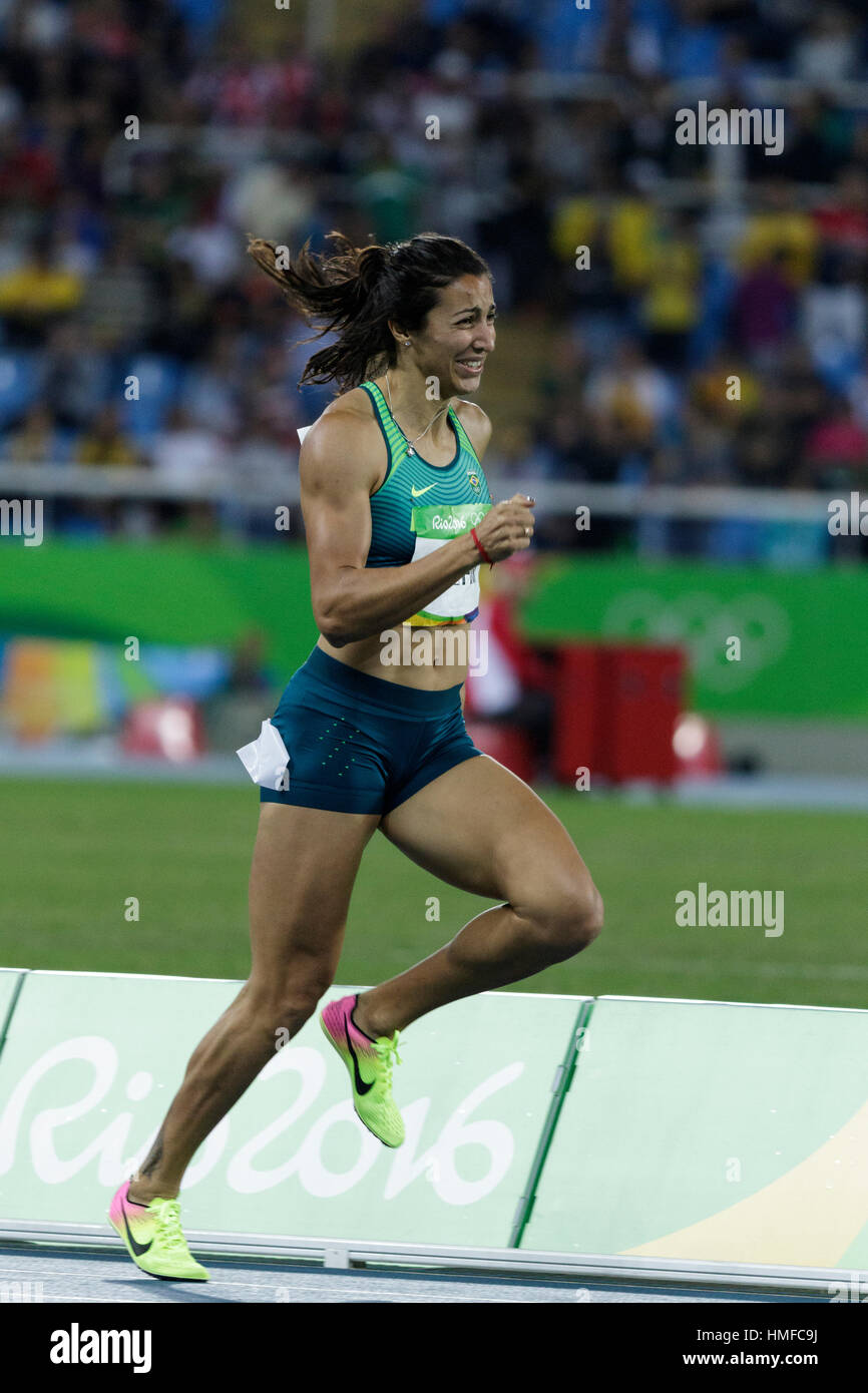 Rio de Janeiro, Brésil. 13 août 2016. Vanessa Chefer (BRA) qui se font concurrence dans l'heptathlon 800 m à l'été 2016 Jeux Olympiques. ©PAUL J. Sutton/PCN Banque D'Images