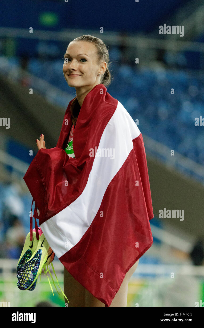 Rio de Janeiro, Brésil. 13 août 2016. Laura Ikayniece-Admidina (LAT) 4e place dans l'heptathlon en 2016 aux Jeux Olympiques d'été. ©PAUL J. Sutton/P Banque D'Images