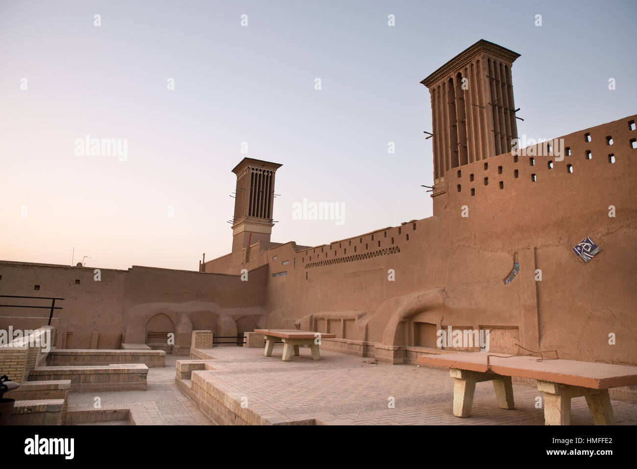 Traditinal windtowers à Yazd, Iran Banque D'Images