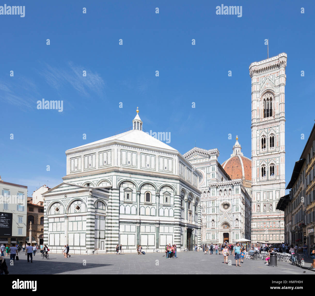 Le complexe de Duomo di Firenze avec ancien baptistère, le Campanile de Giotto et la coupole de Brunelleschi, Florence, Toscane, Italie Banque D'Images