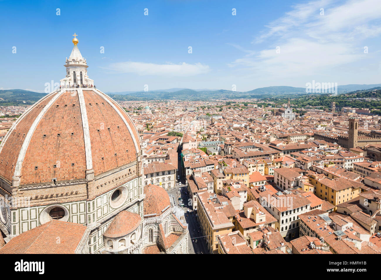 Les cadres de la coupole de Brunelleschi la vieille ville médiévale de Florence, Toscane, Italie Banque D'Images