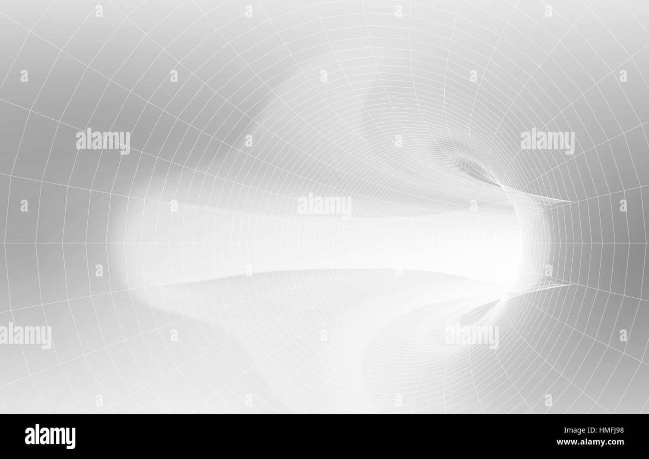 En ce qui concerne l'intérieur du tunnel blanc avec un éclairage doux, l'envelopper et réflexions conduites en fil de fer. 3d illustration Banque D'Images