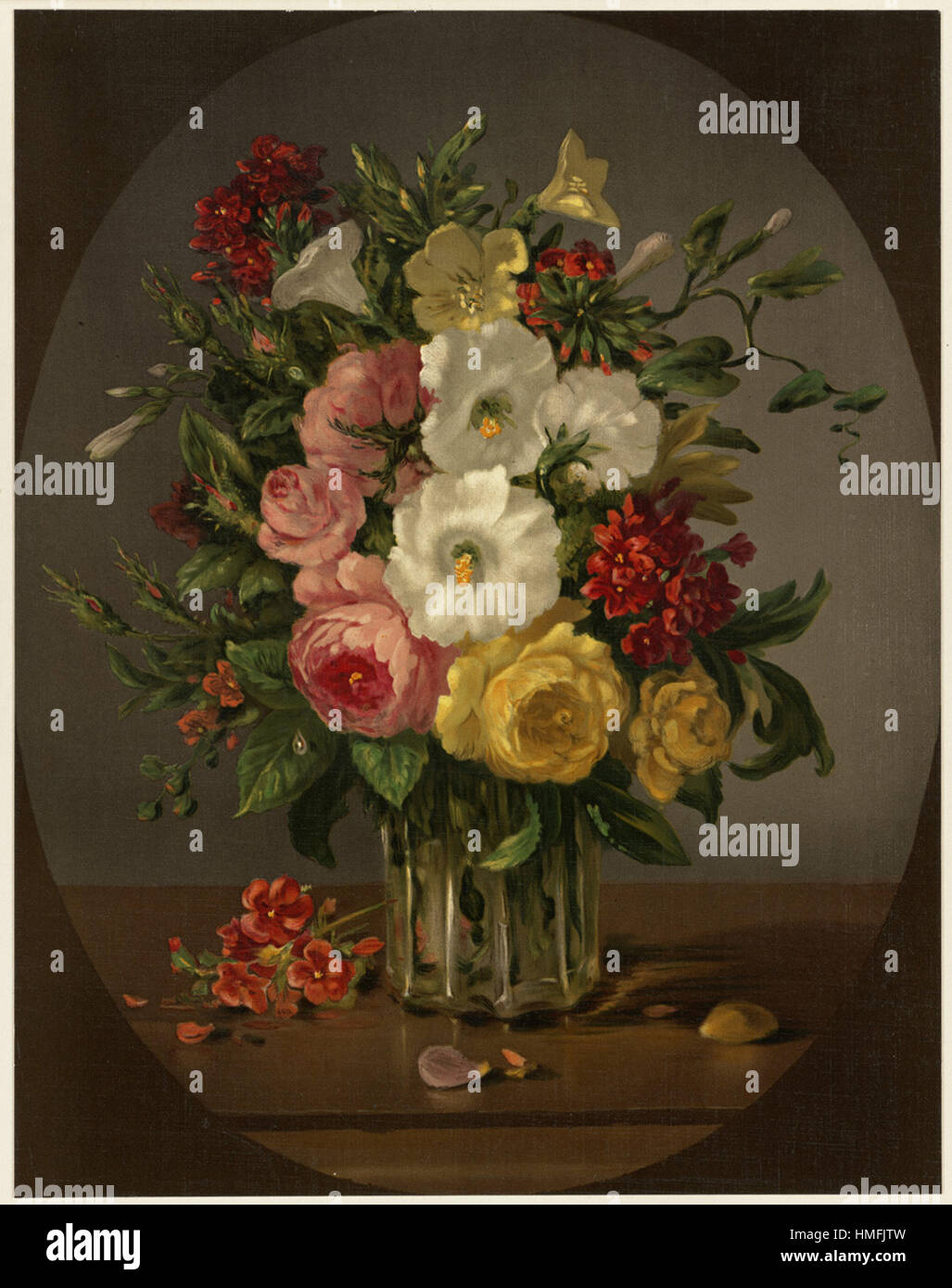 Louis Prang - fleurs dans un vase en verre Banque D'Images