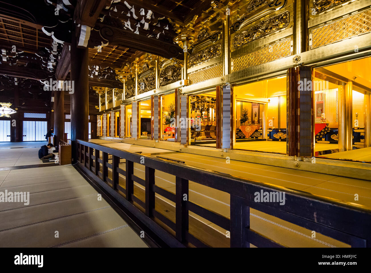 Le Temple Higashi Honganji (Shin le bouddhisme) , près de la gare de Kyoto, Japon Banque D'Images