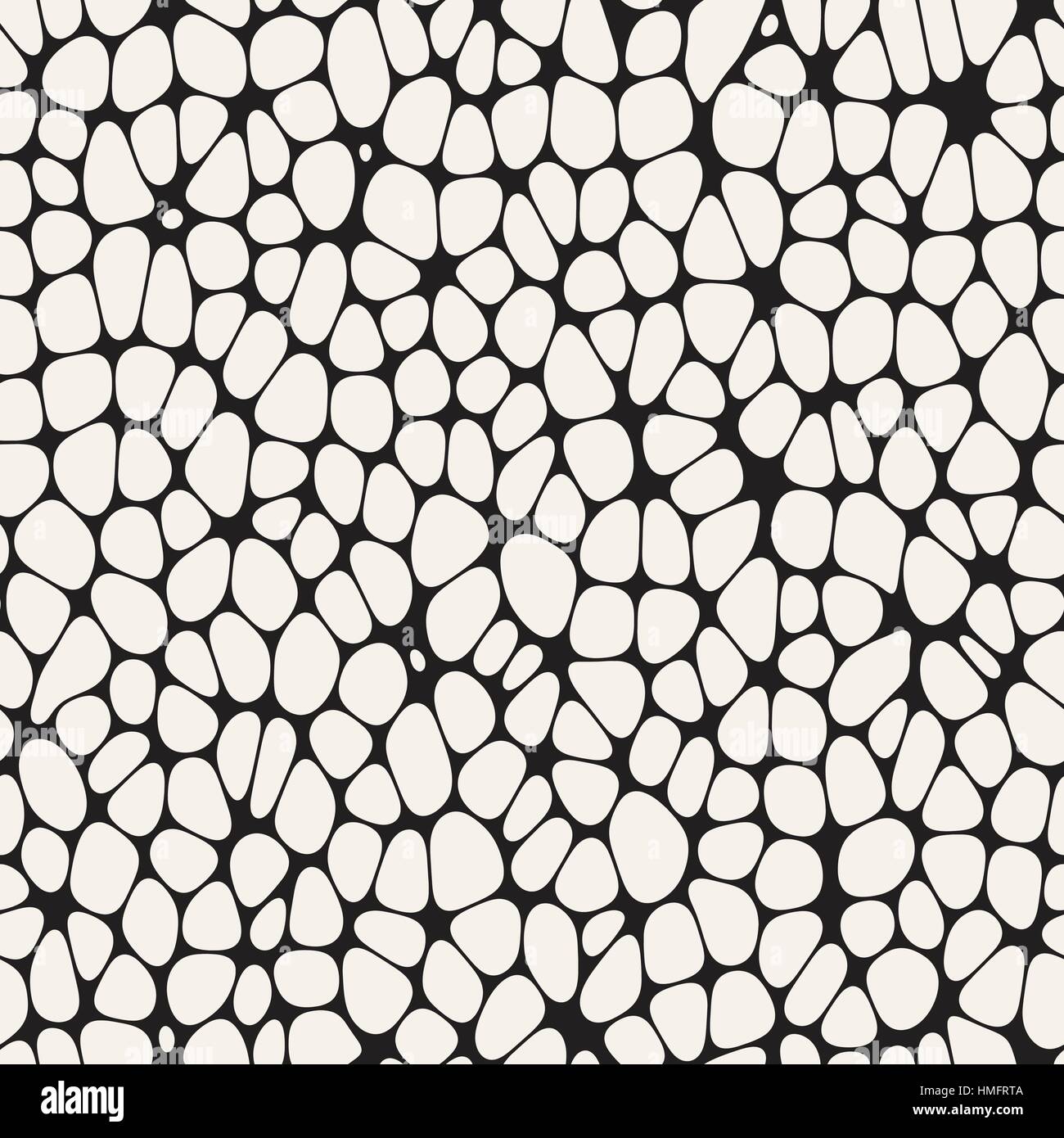 Des formes arrondies irrégulières organique fatras. La conception d'arrière-plan géométrique abstraite. Seamless Vector motif en noir et blanc. Illustration de Vecteur
