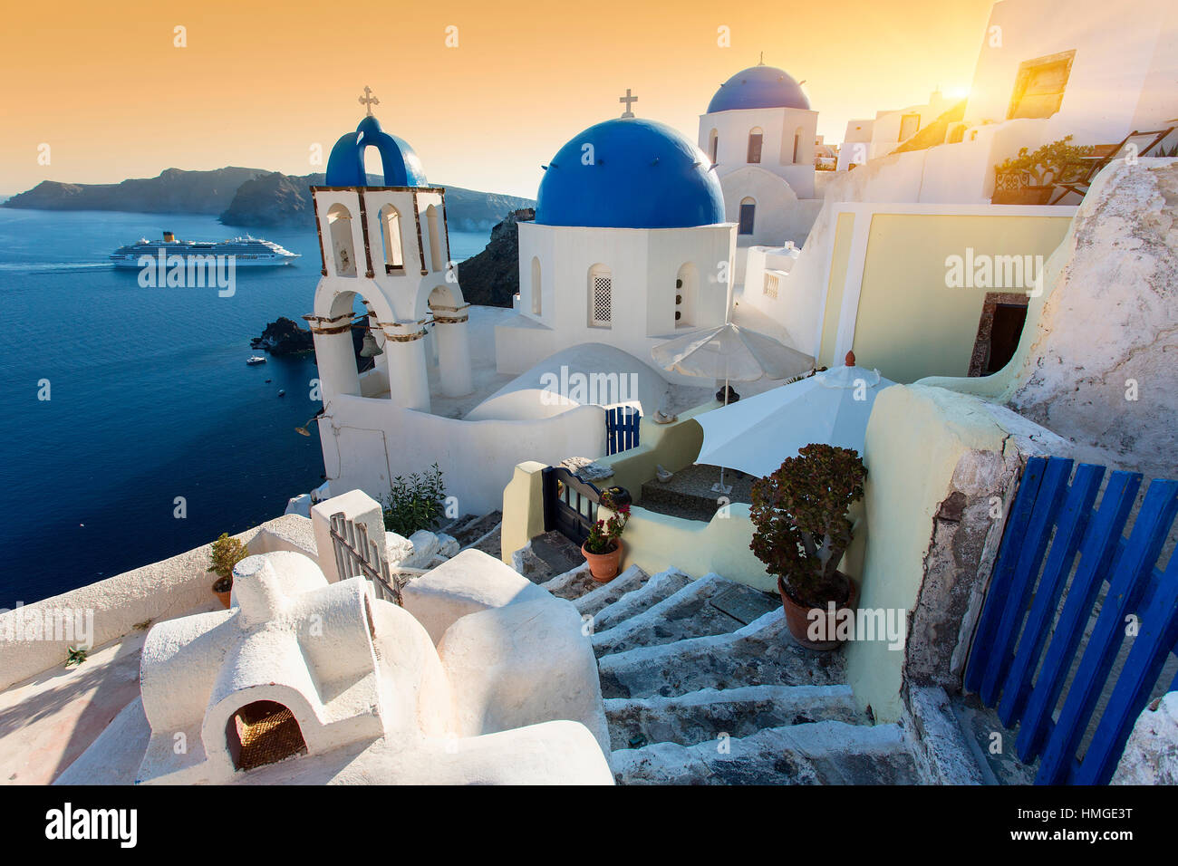 Village d'huile, de l'île de Santorin, Grèce Banque D'Images