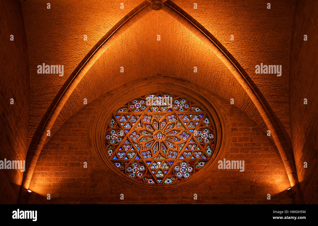 Intérieur de la cathédrale métropolitaine de St. Mary-Basilique de l'Assomption de Notre-Dame de Valence, Espagne. Banque D'Images