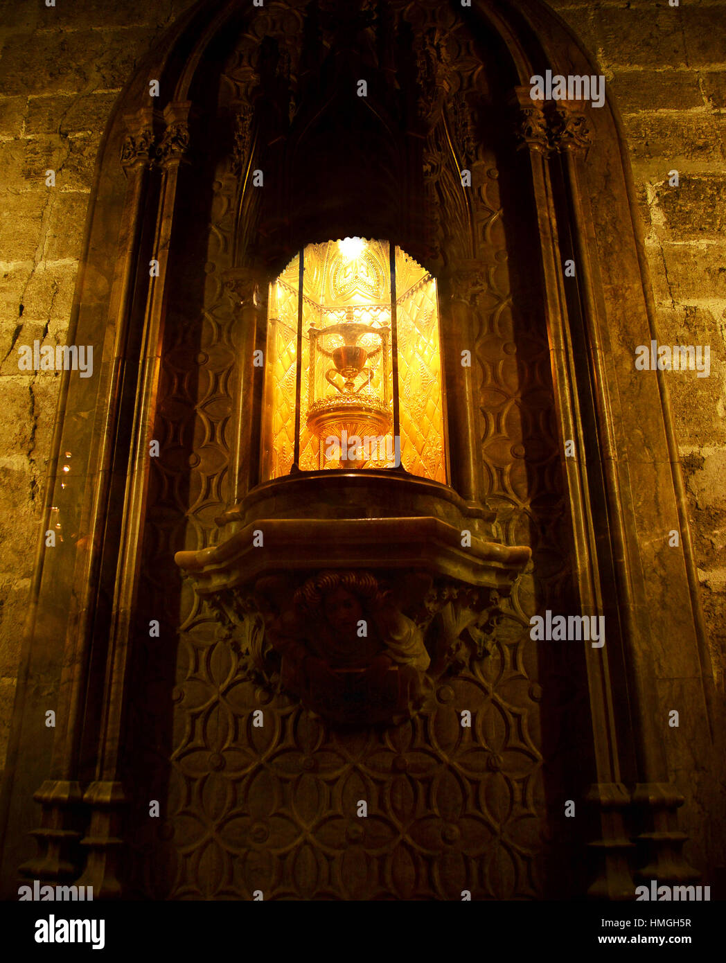 Le Saint Calice de Sainte-marie basilique-cathédrale de l'Assomption de Notre-Dame de Valence, Espagne. Banque D'Images