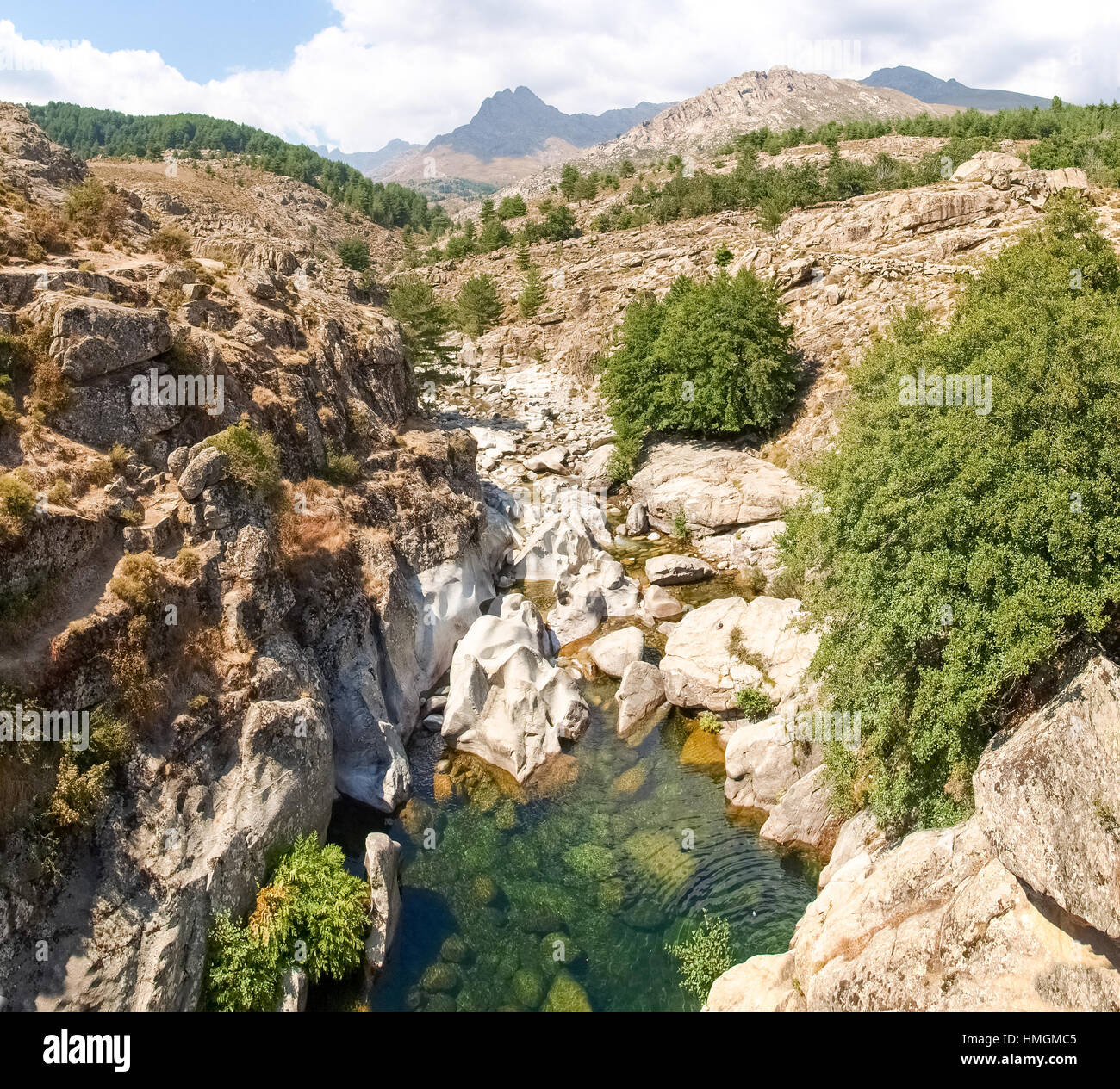 Corse - Corse, France : image de la vallée de la rivière Golo Banque D'Images