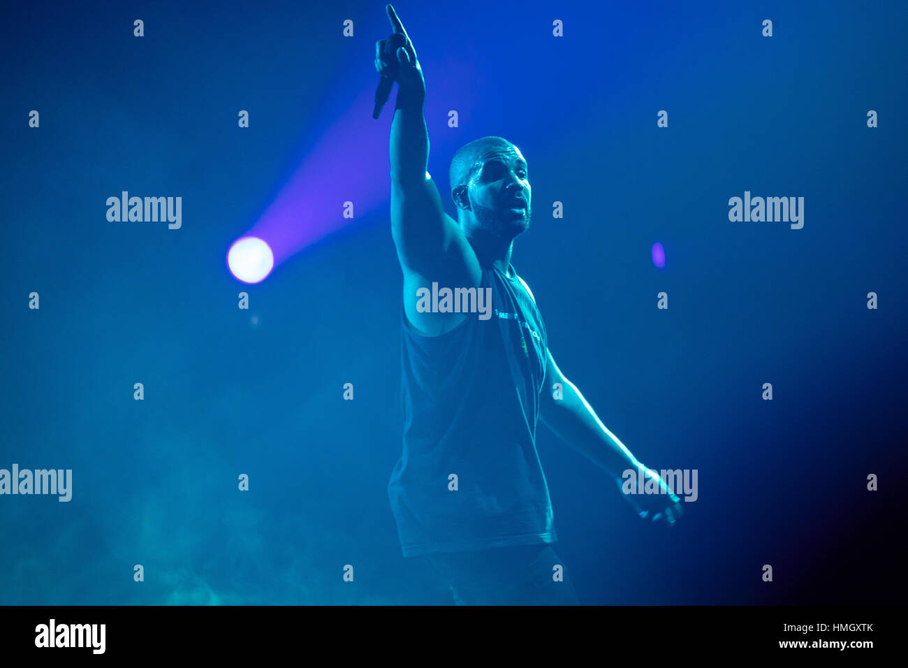 Londres, Royaume-Uni. 09Th Feb 2017. Londres, Angleterre. Drake, effectue le boy meets world tour à l'O2 Arena, l'Angleterre. Crédit : Jason Richardson/Alamy Live News Banque D'Images