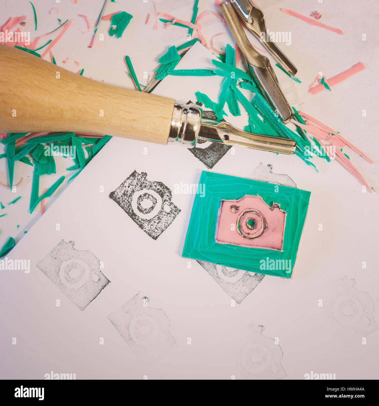 Part de l'élaboration des timbres en caoutchouc. Banque D'Images