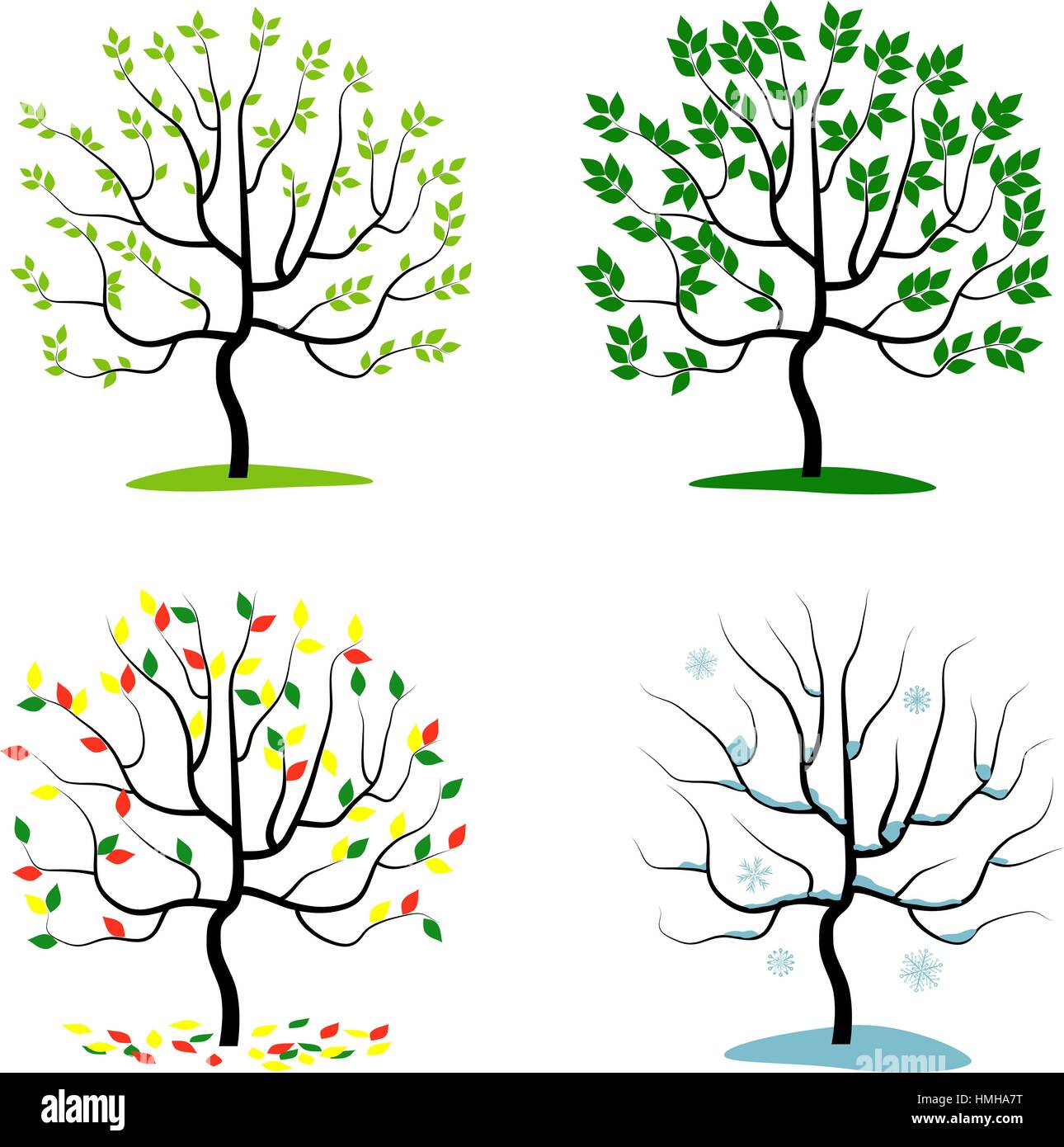 Ensemble de saison arbre Illustration de Vecteur