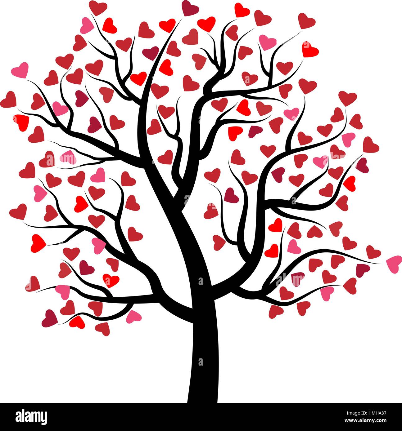 Valentine arbre avec coeur Illustration de Vecteur