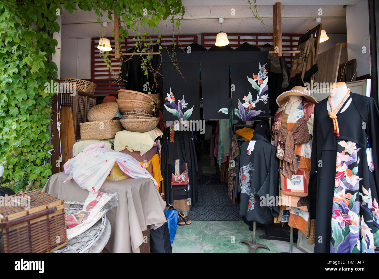 Boutique kimono Sakaimachi rue commerçante de Otaru, Hokkaido, Japon Banque D'Images