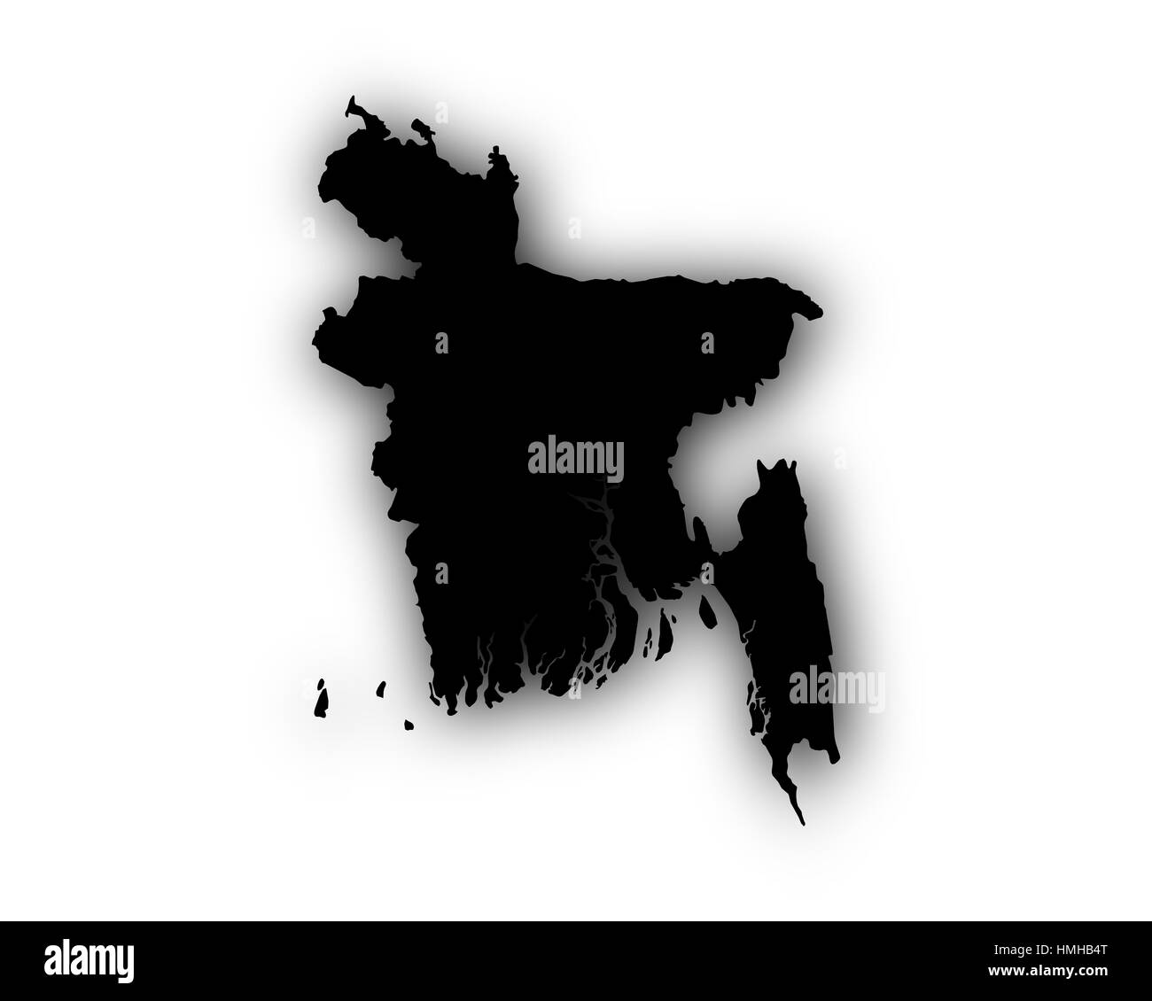 La carte du Bangladesh avec ombre Banque D'Images