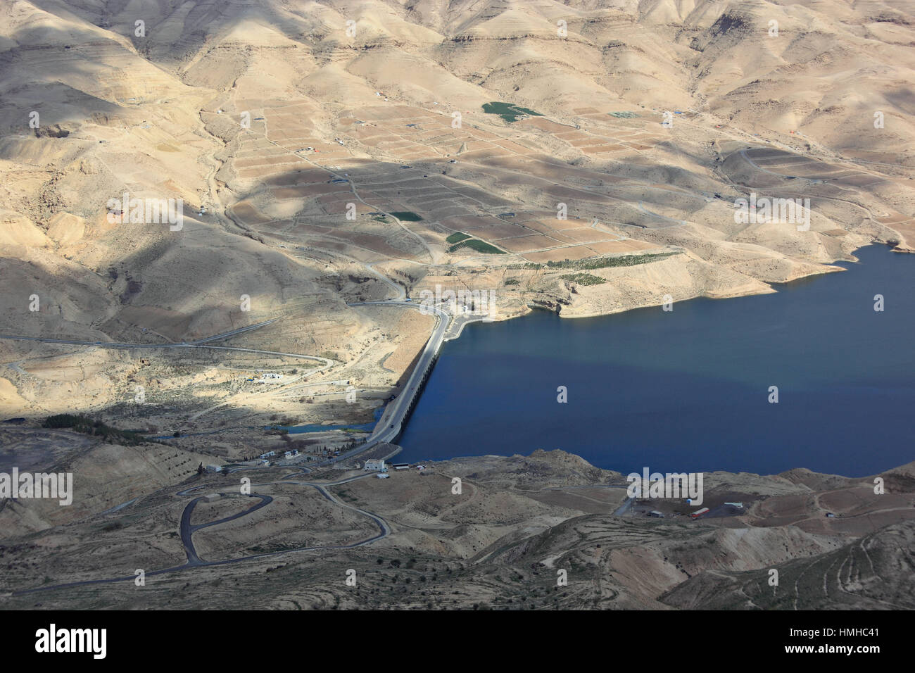 Mujib Dam, paysage sur la vieille rue Koenig, Wadi Mujib, Wadi, Mugib Arnontal, Wadi Mujib, Jordanie Banque D'Images