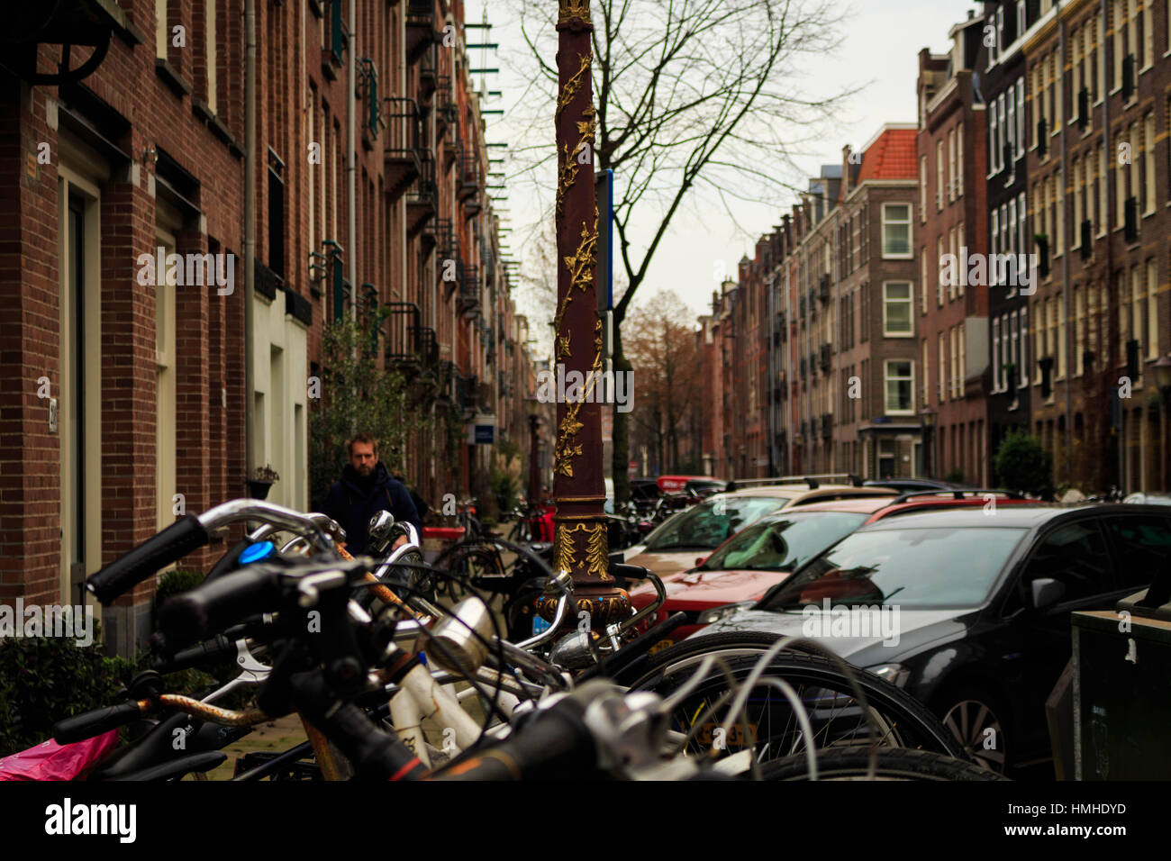 Les rues d'Amsterdam un lampadaire Banque D'Images