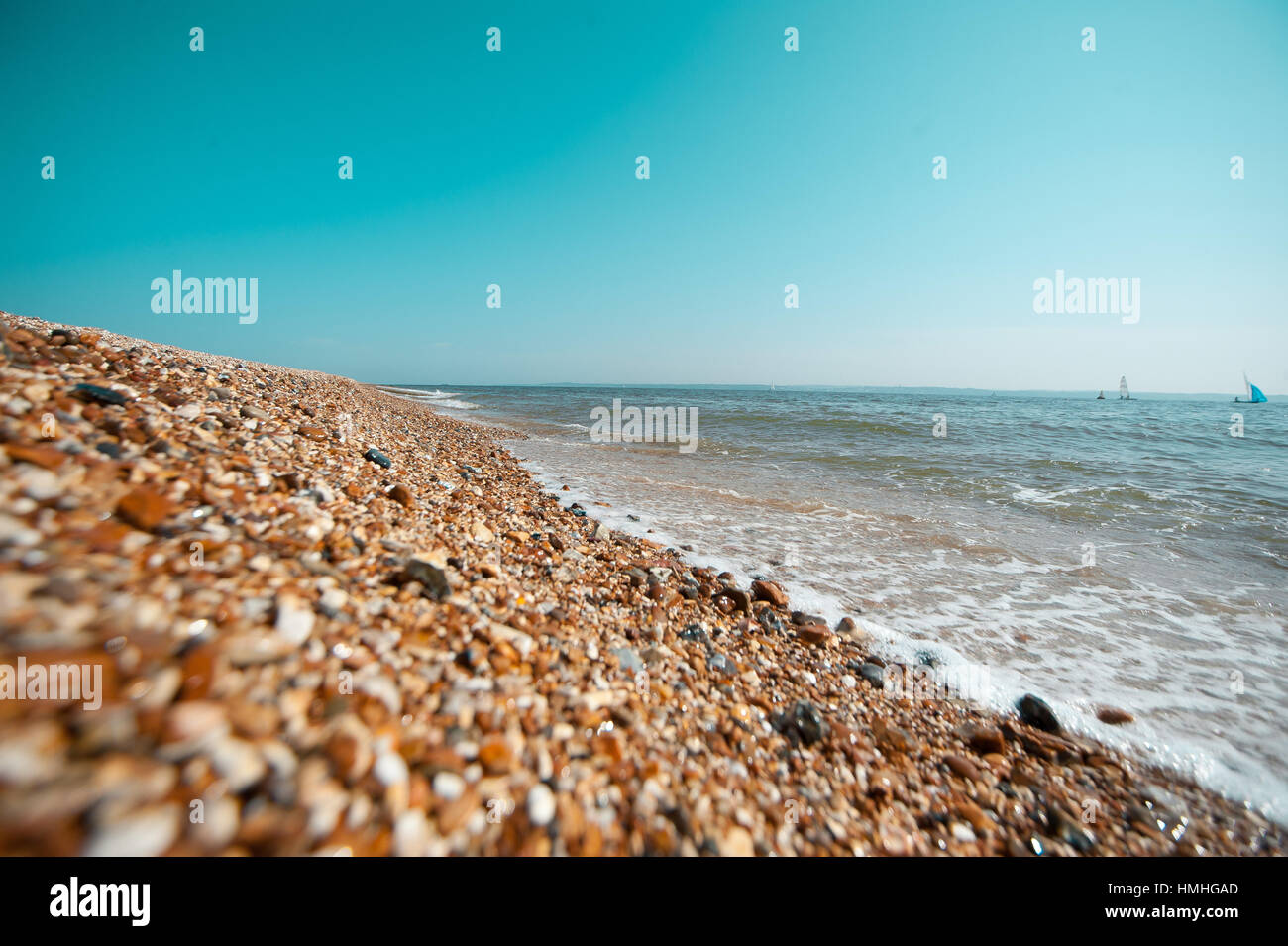 Stokes Bay Beach, dans la région du Solent qui se trouve juste au sud de Gosport, entre Portsmouth et Lee-sur-le-Solent, Hampshire, Royaume-Uni Banque D'Images
