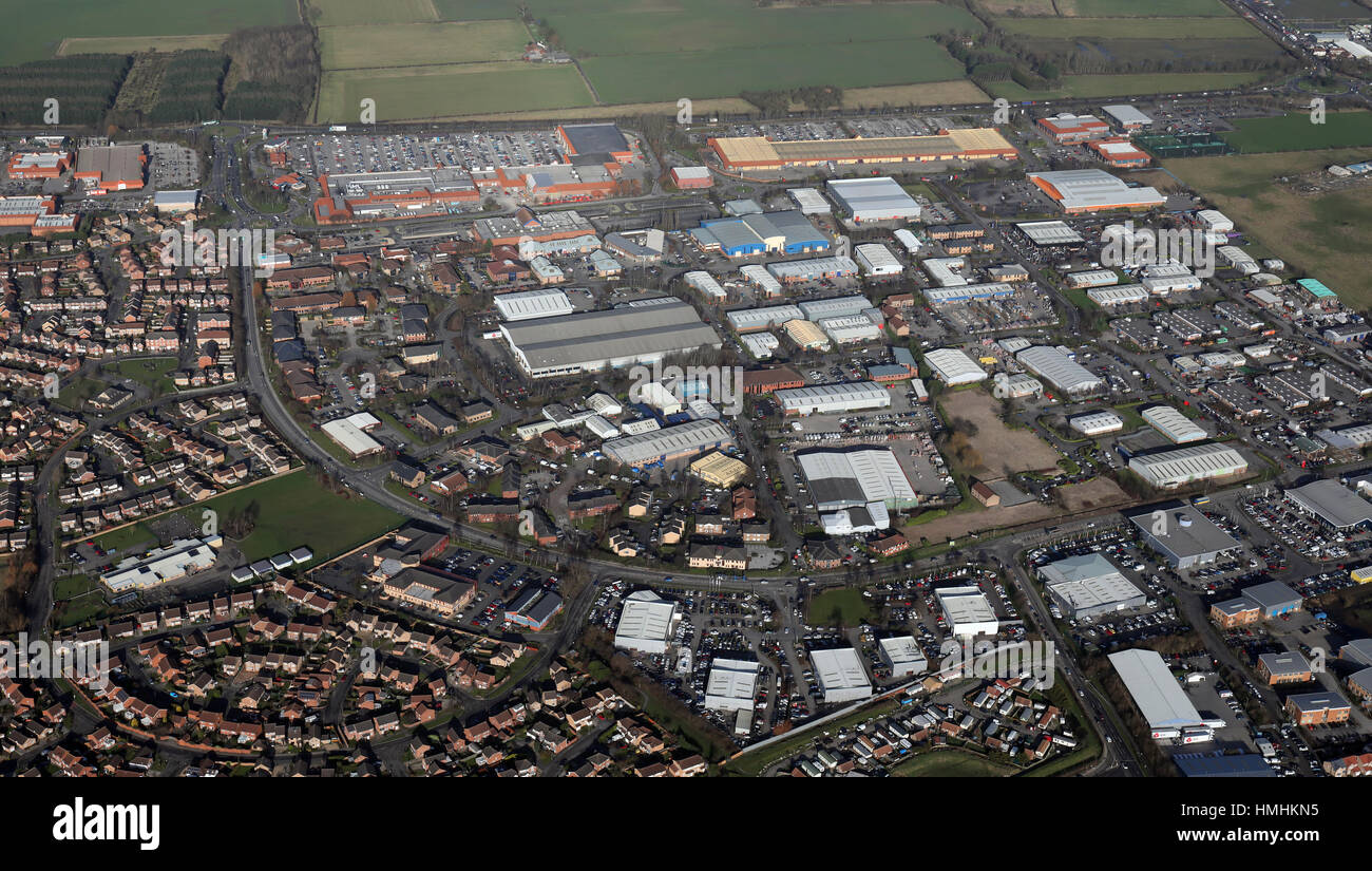 Vue aérienne de Clifton Moor, côté nord de York, Royaume-Uni Banque D'Images