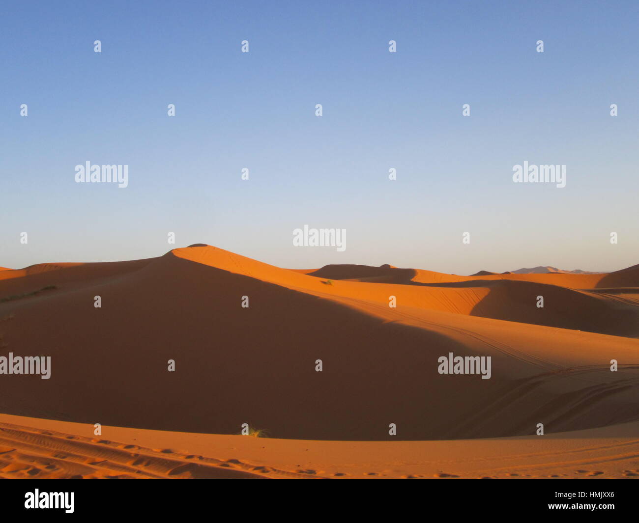 Dans le grand sud du Sahara, trekking de chameau à un Touareg desert camp. Le Maroc, Merzouga. La randonnée chamelière déserts de sud marocain Banque D'Images