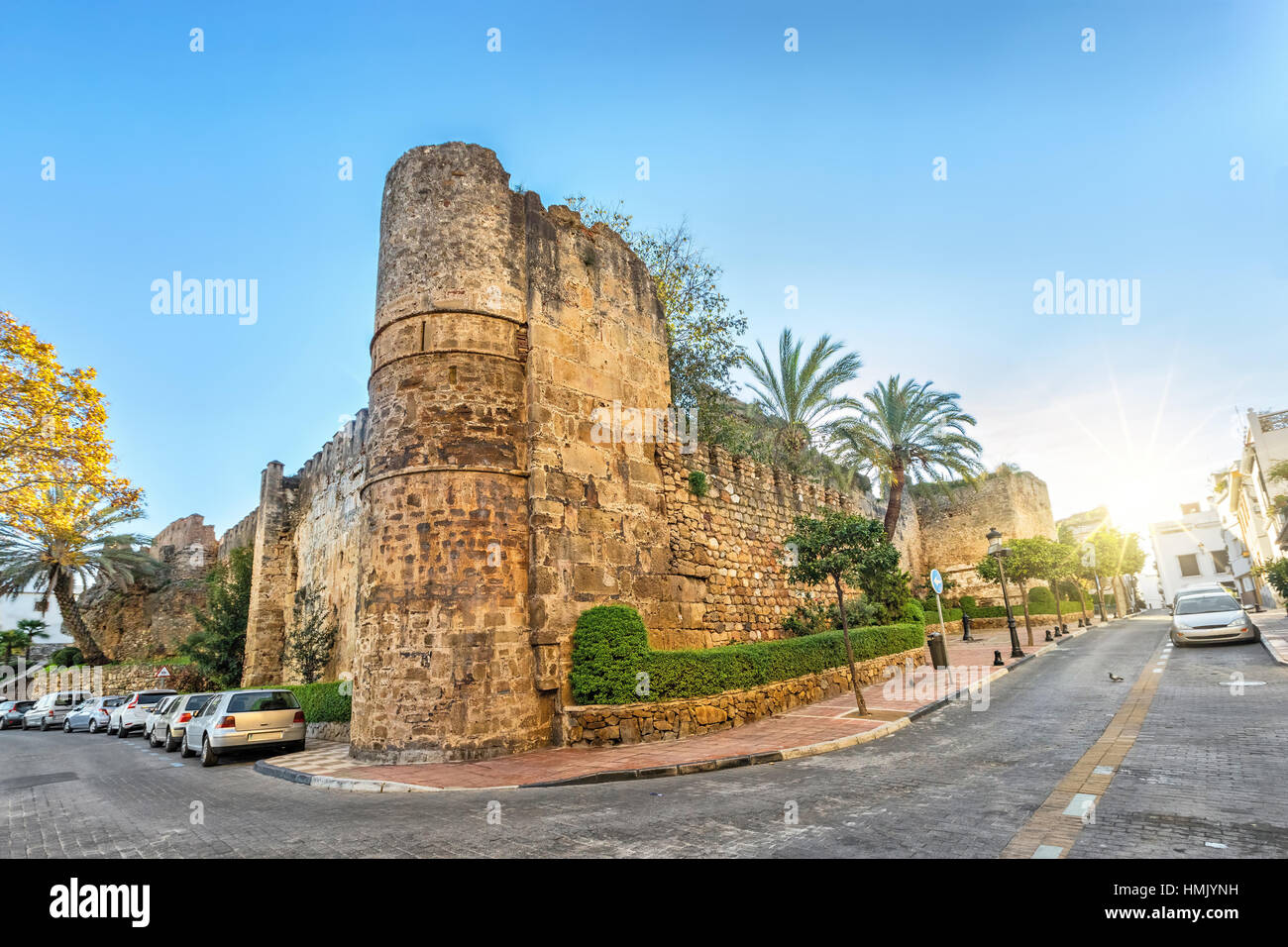 Reste préservé de forteresse Alcazaba à Marbella, Andalousie, Espagne Banque D'Images