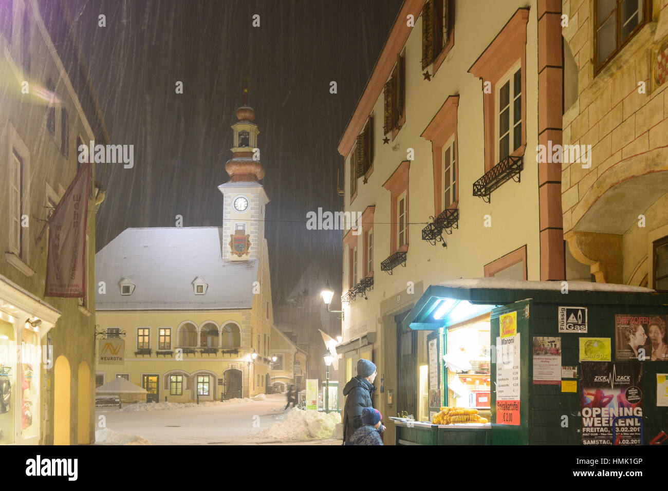 Mödling : Mairie, Herzoggasse, stand, neige, Wienerwald, Bois de Vienne, Basse-Autriche, Basse Autriche, Autriche Banque D'Images