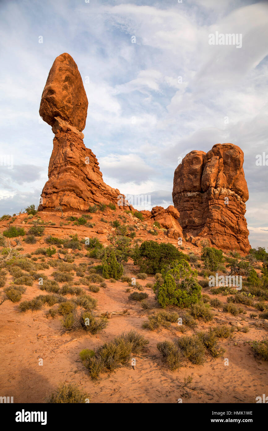 Balanced Rock, Rock Formation, Arches National Park, Utah, USA Banque D'Images