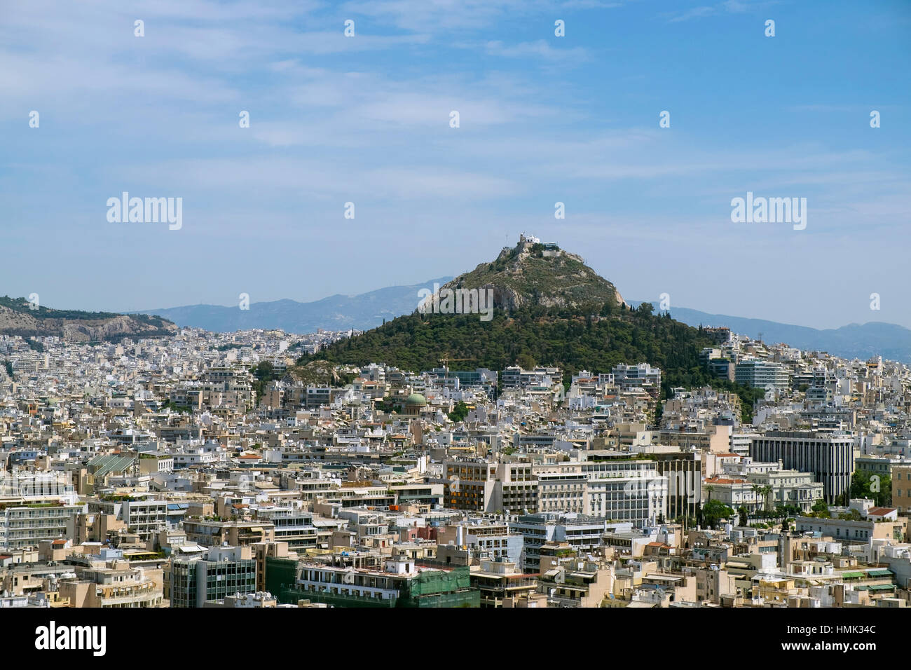 Vue urbaine avec le Mont Lycabette, Athènes, Grèce Banque D'Images
