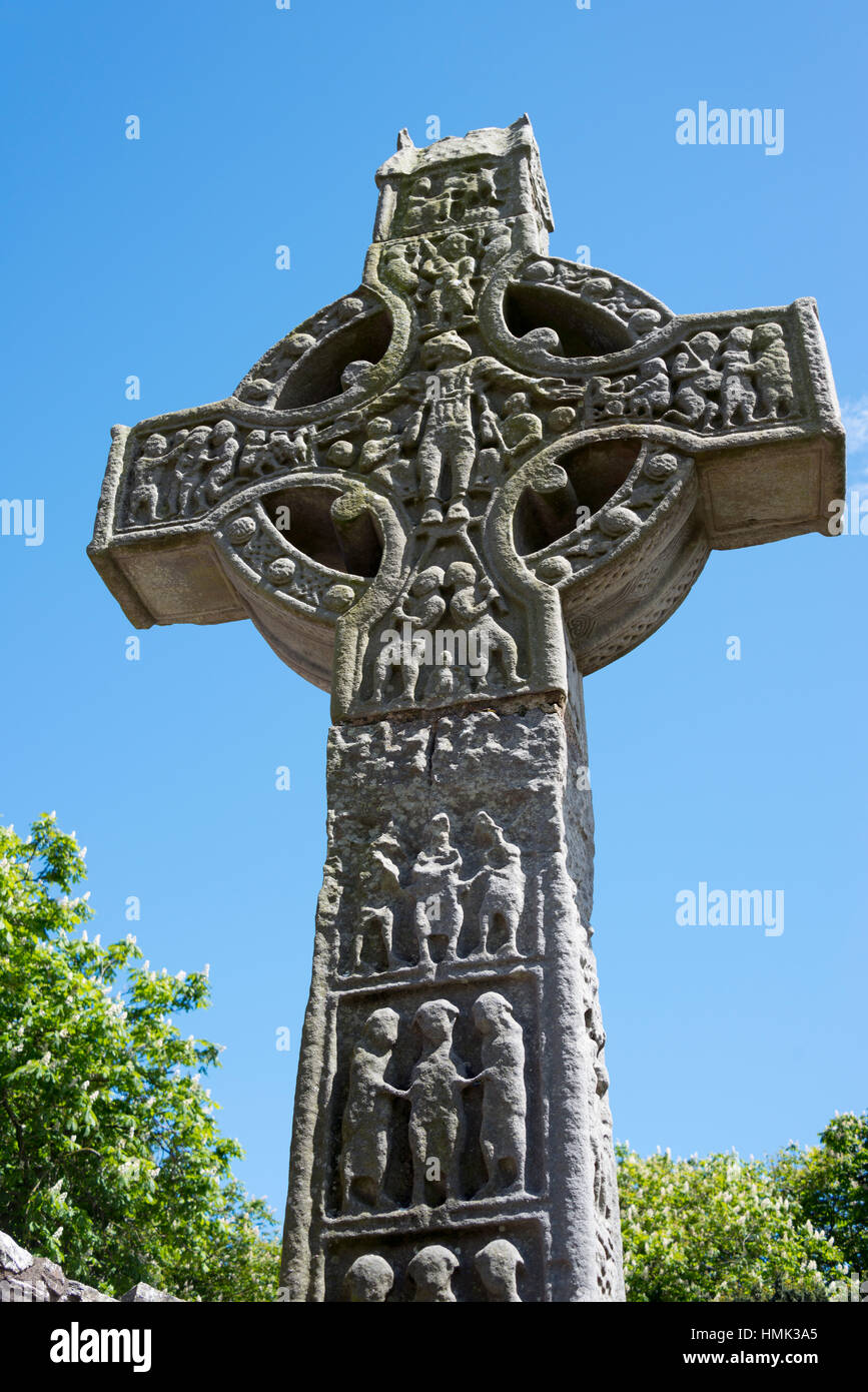 Croix de Muiredach, high cross, croix celtique, Monasterboice, comté de Lough, Irlande, Royaume-Uni Banque D'Images